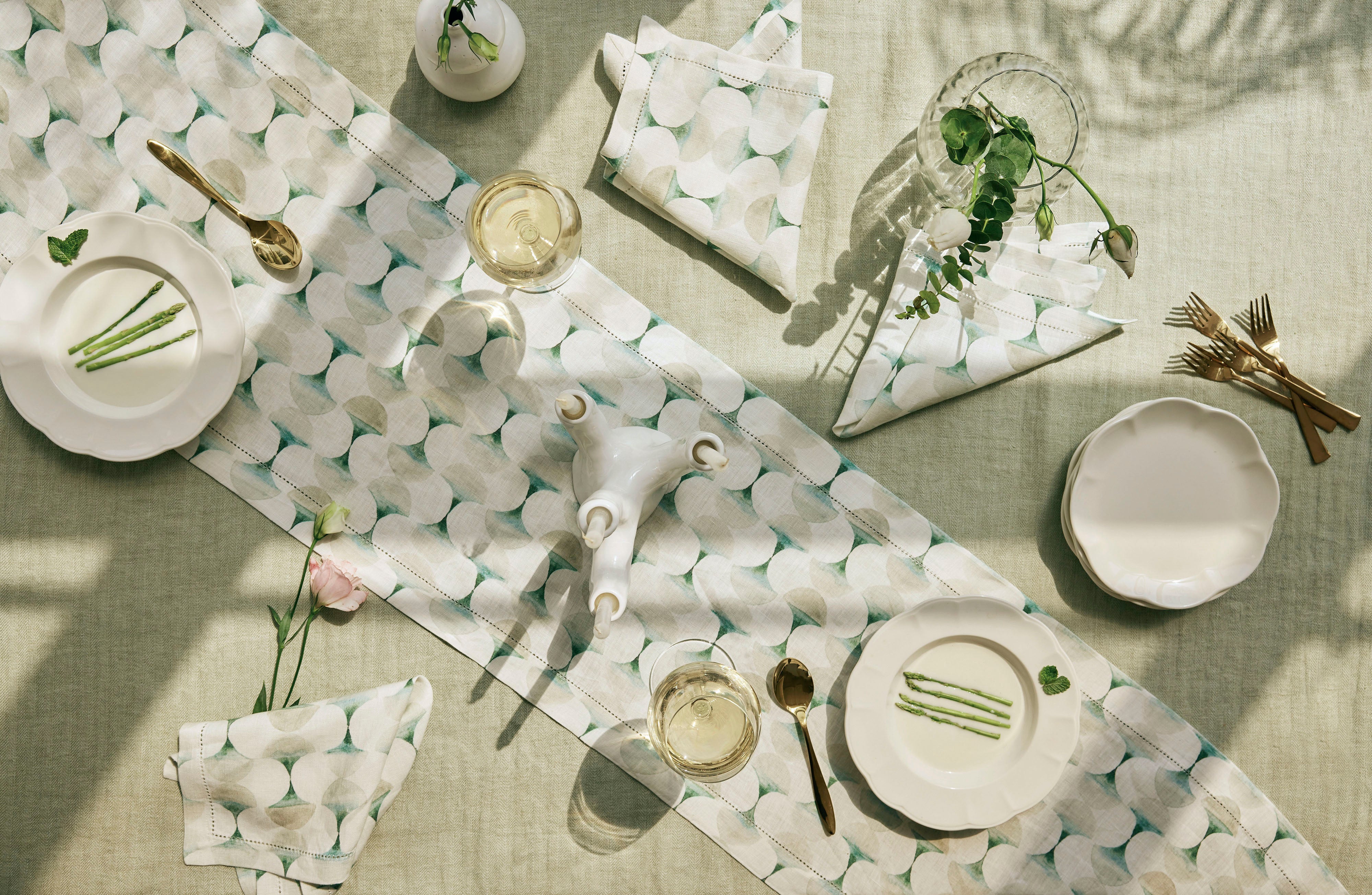 Sage Herringbone Linen Table Cover