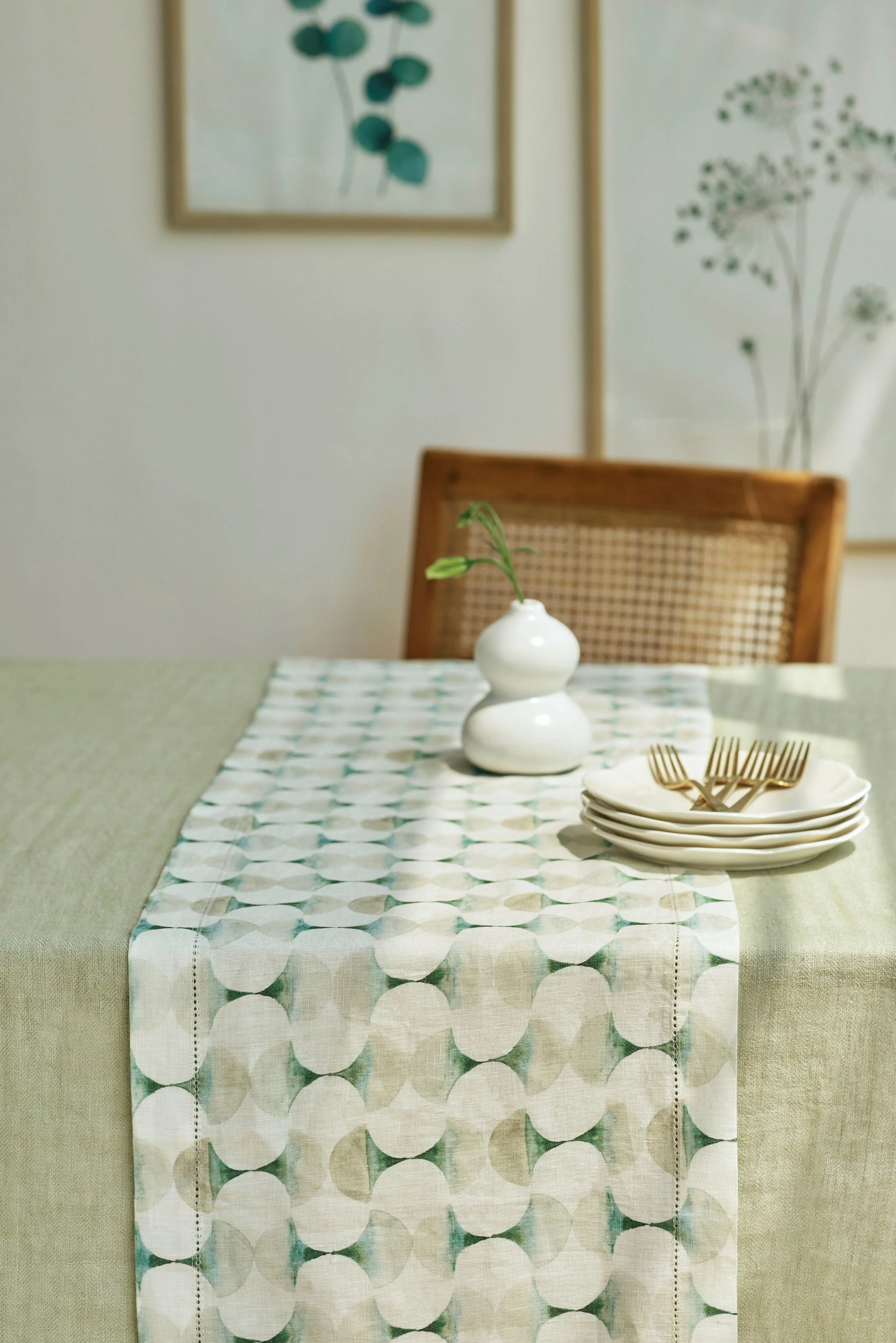 Cove Teal Linen Table Runner SanctuaryLiving