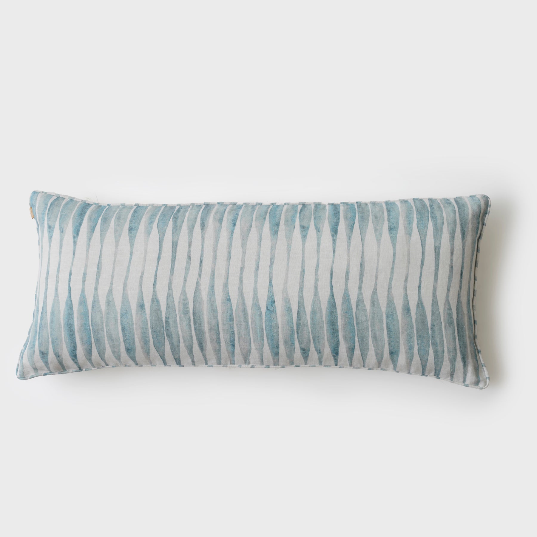 Ripple Blue Lumbar Linen Cushion Cover