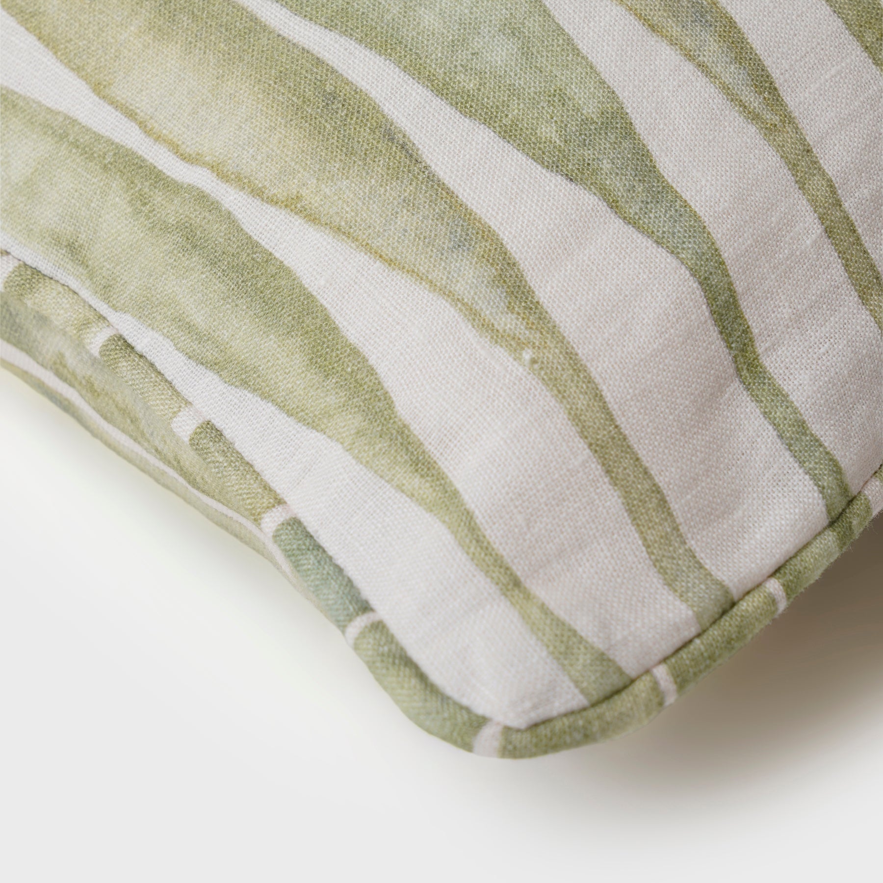 Ripple Sage Lumbar Linen Cushion Cover