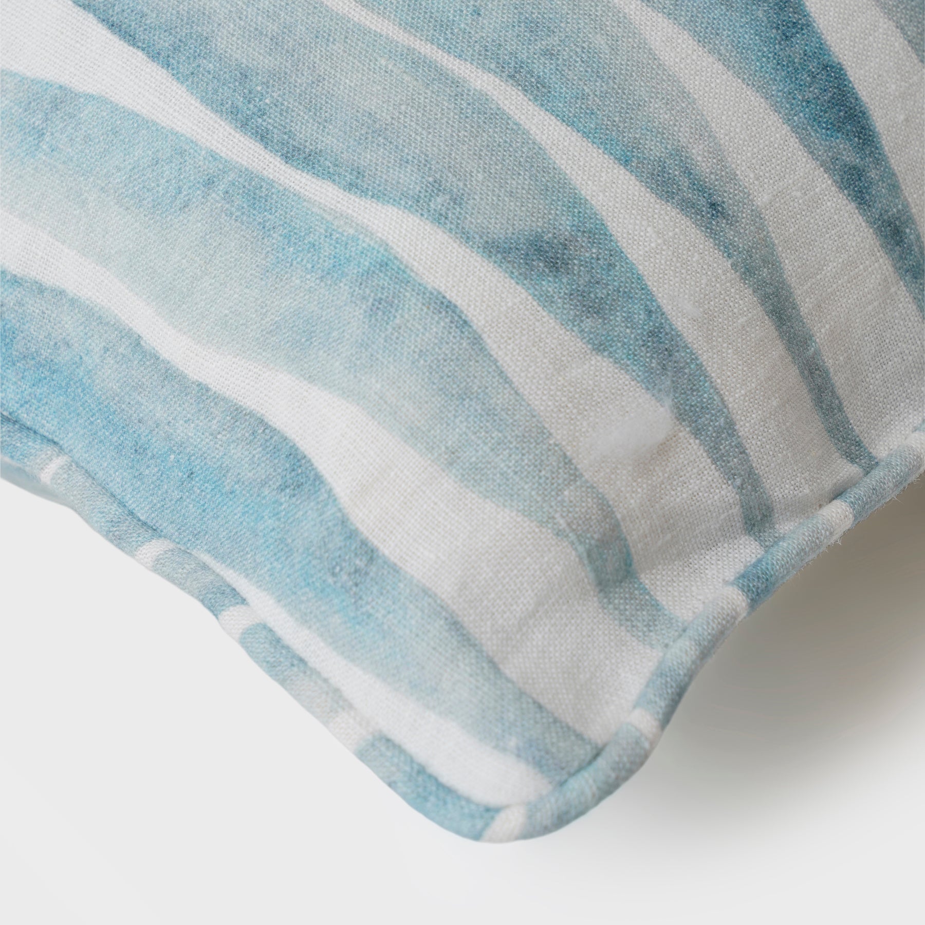Ripple Blue Oblong Linen Cushion Cover