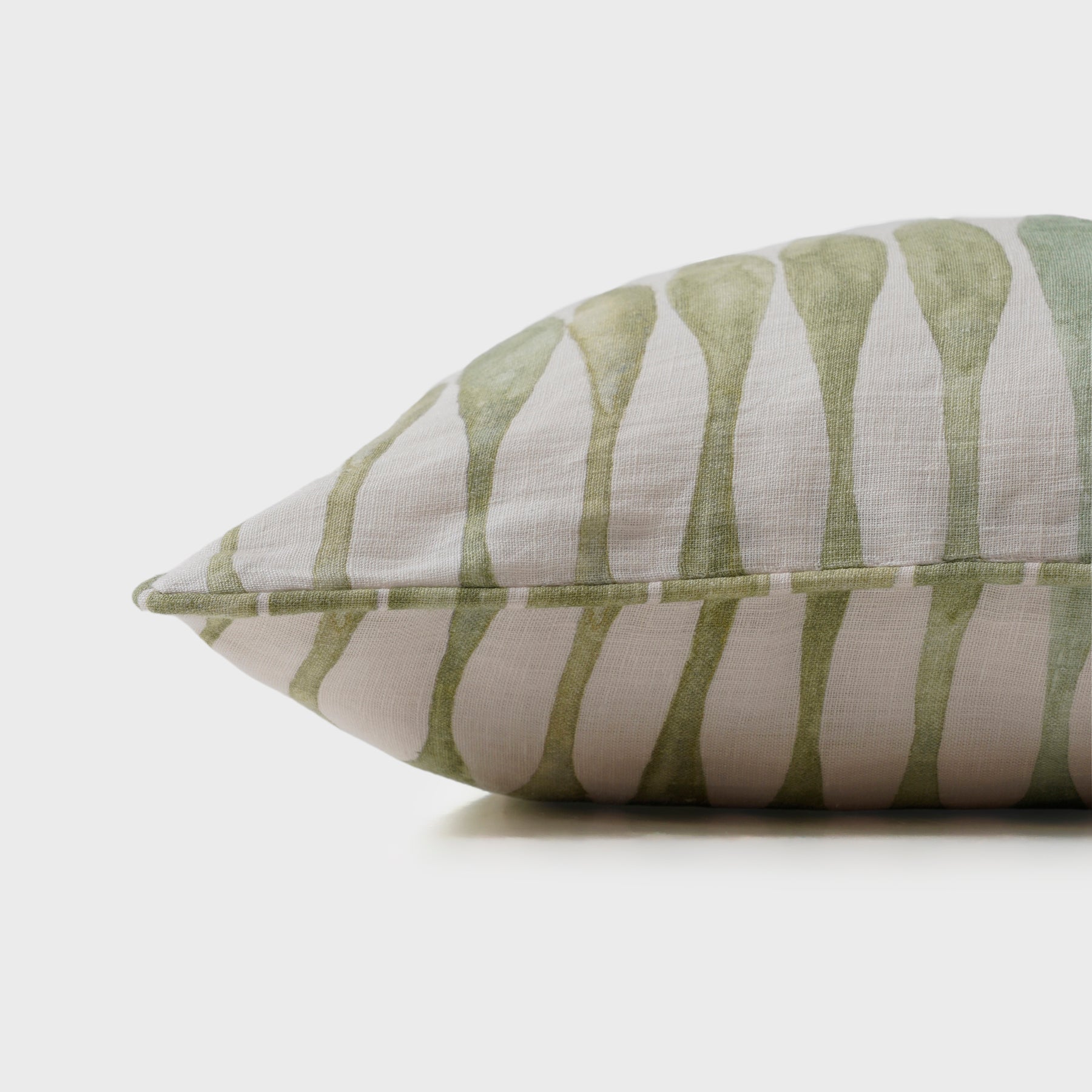 Ripple Sage Lumbar Linen Cushion Cover