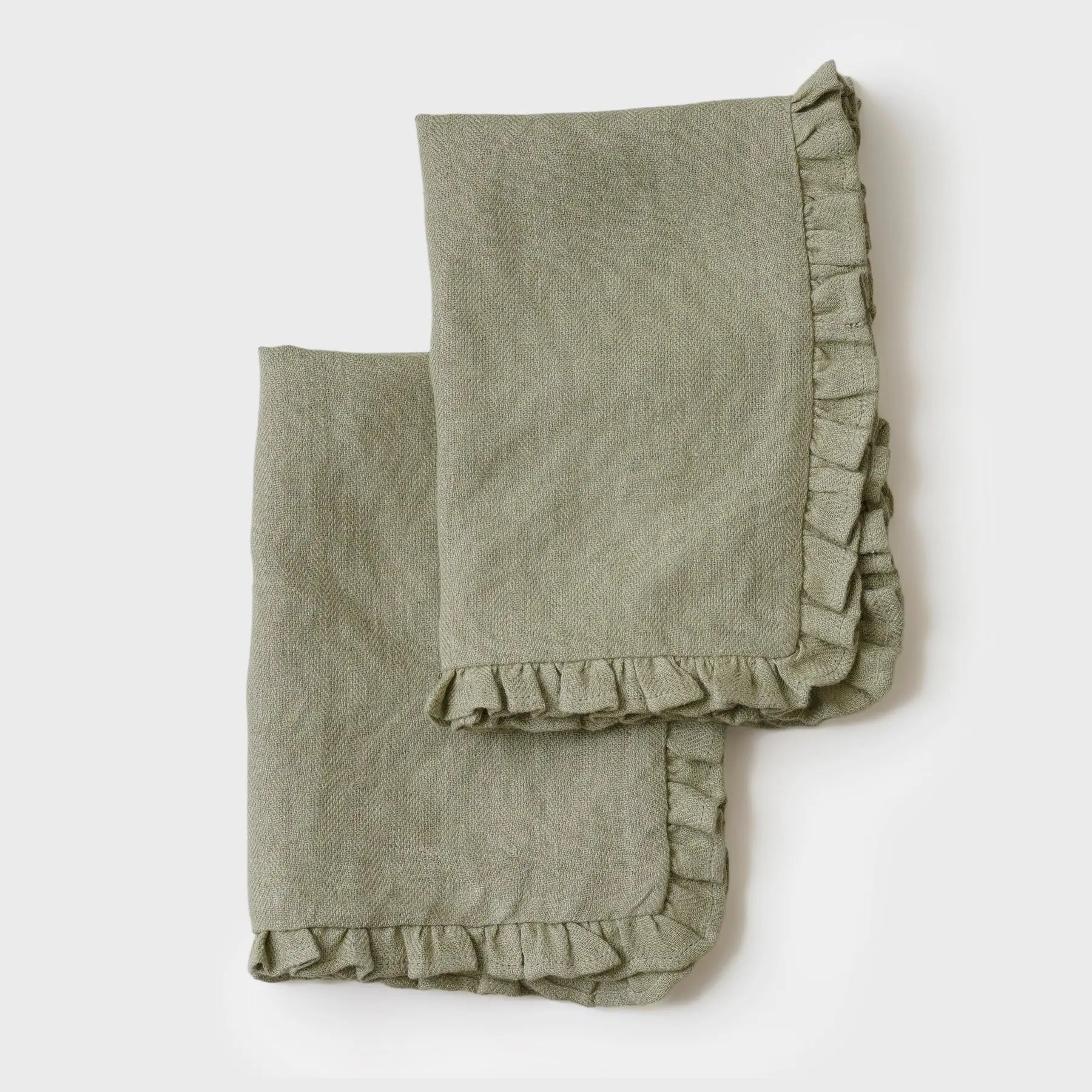 Herringbone Ruffle Sage Table Mats-Set of 2 SanctuaryLiving