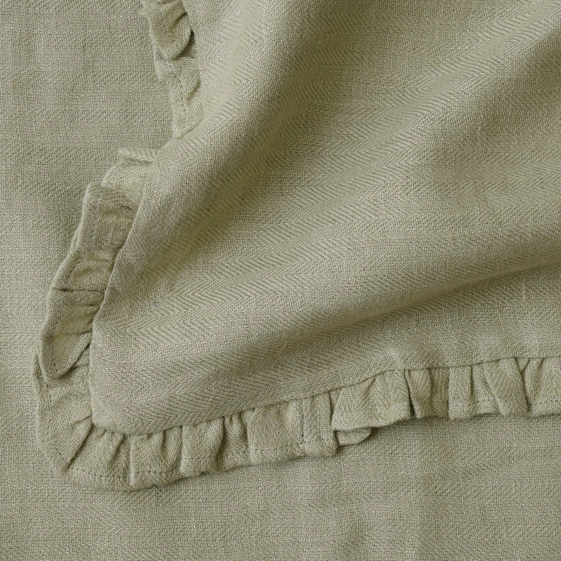 Herringbone Ruffle Sage Table Mats-Set of 2 SanctuaryLiving