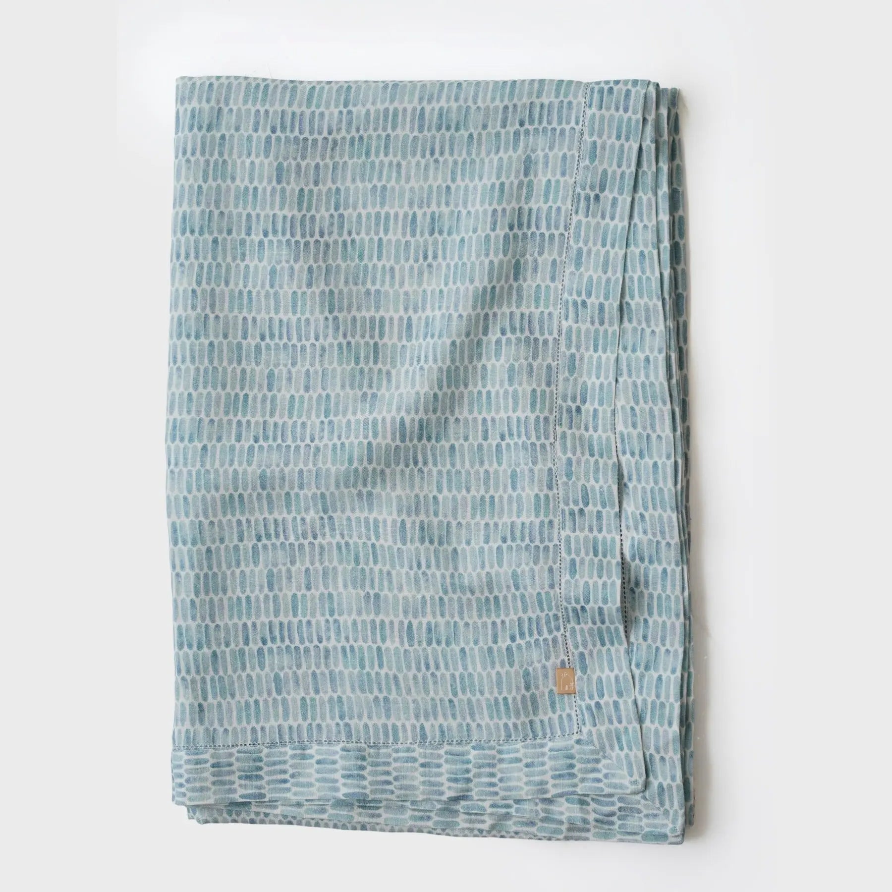 Speckle Blue Linen Table Cover SanctuaryLiving