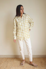 Holly Checker Linen Ochre Shirt