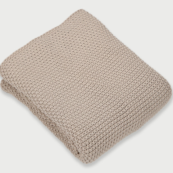 Beige Moss Knit Throw