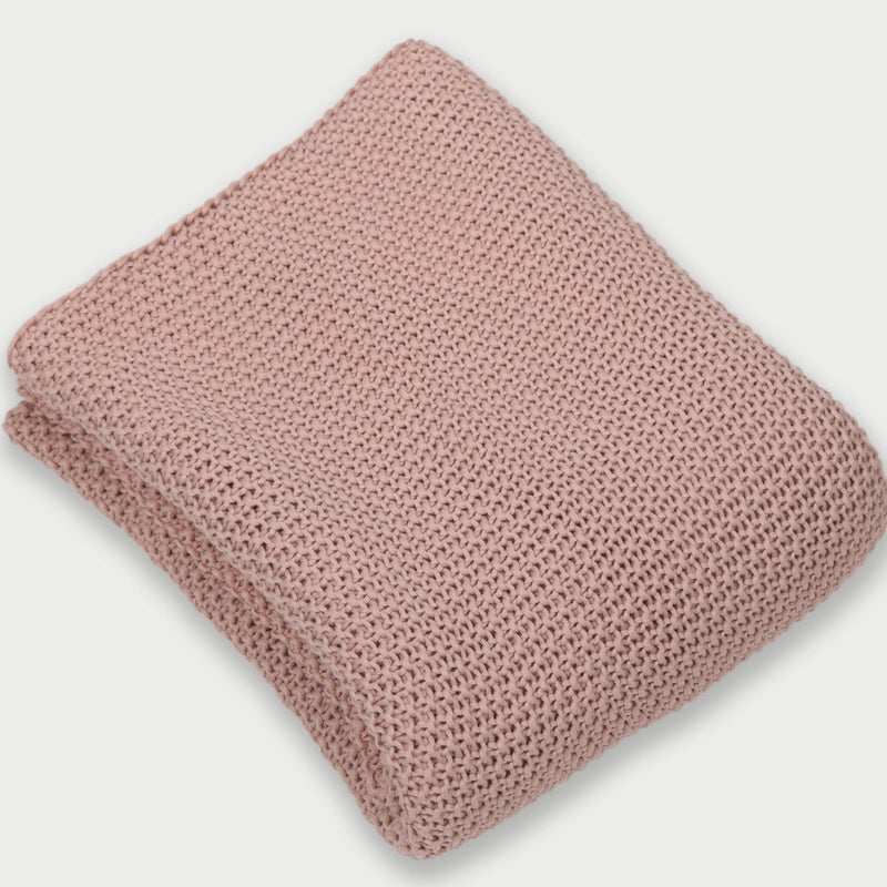 Soft Pink Moss Knit Throw