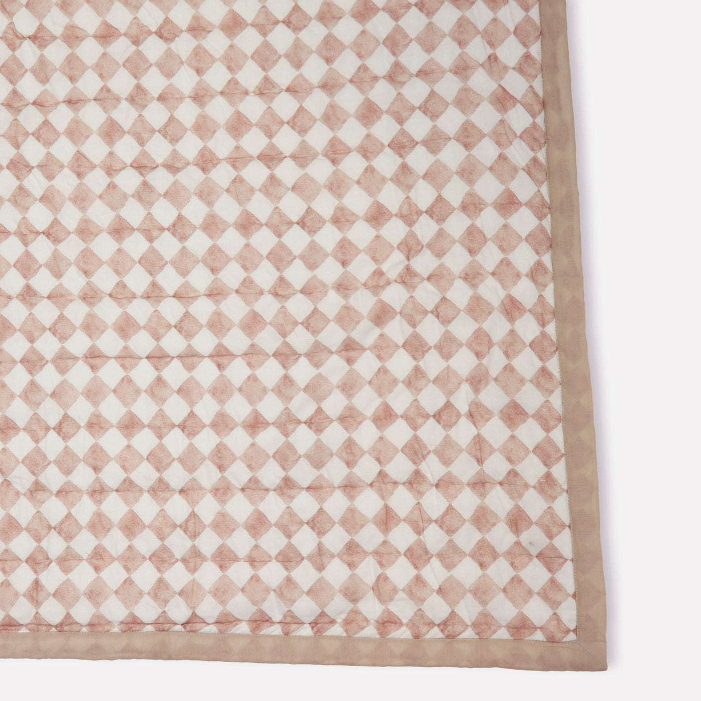 Checker Mosaic Blush Kantha Cotton Quilt