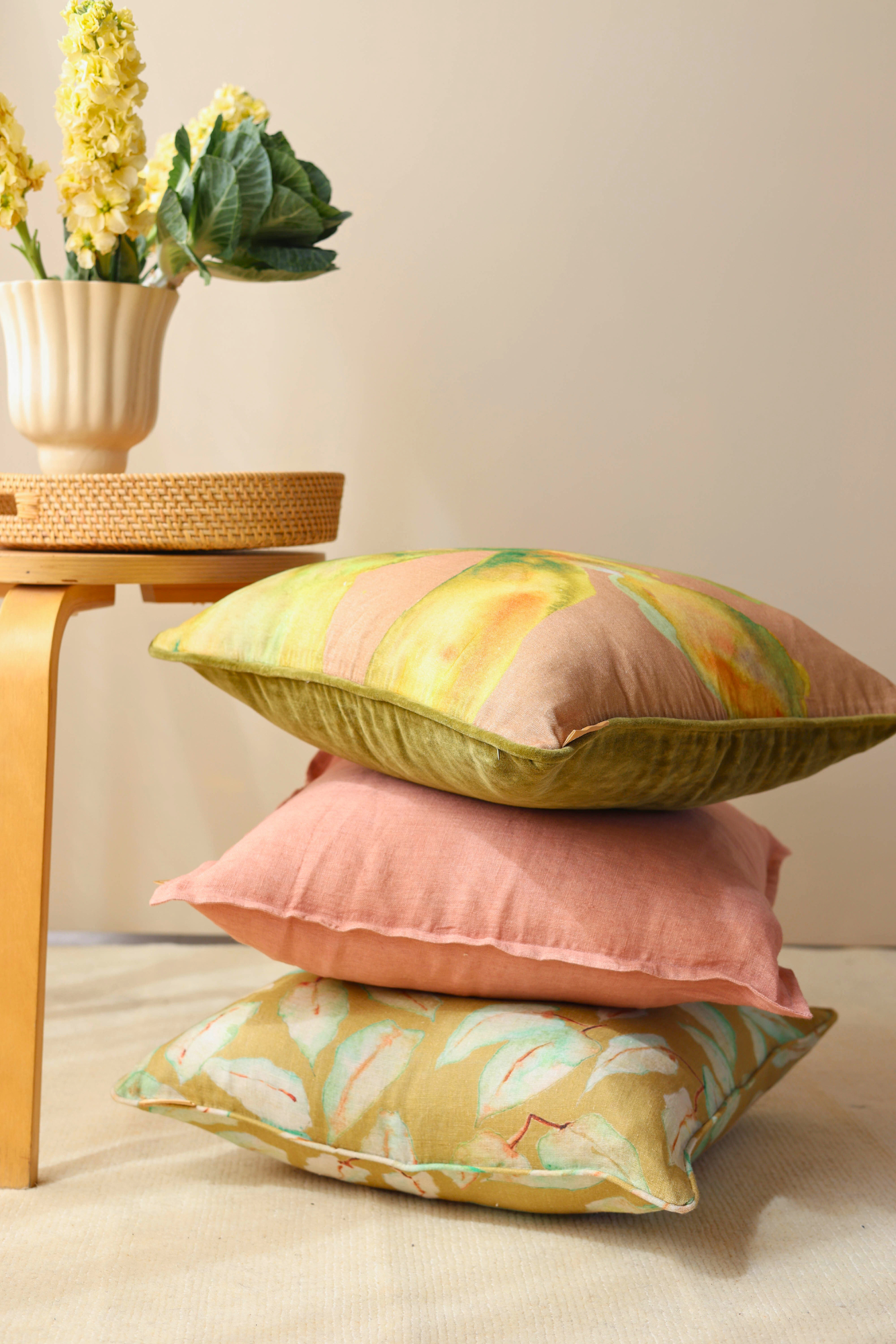 Grove Ochre Linen Cushion Cover
