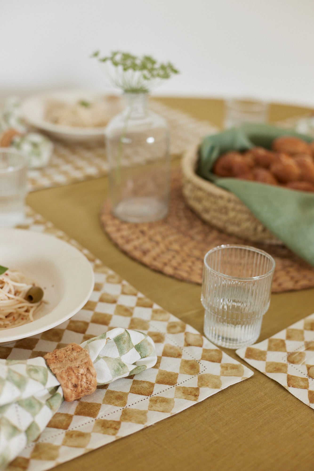 Checker Ochre Table Mats | Set of 2