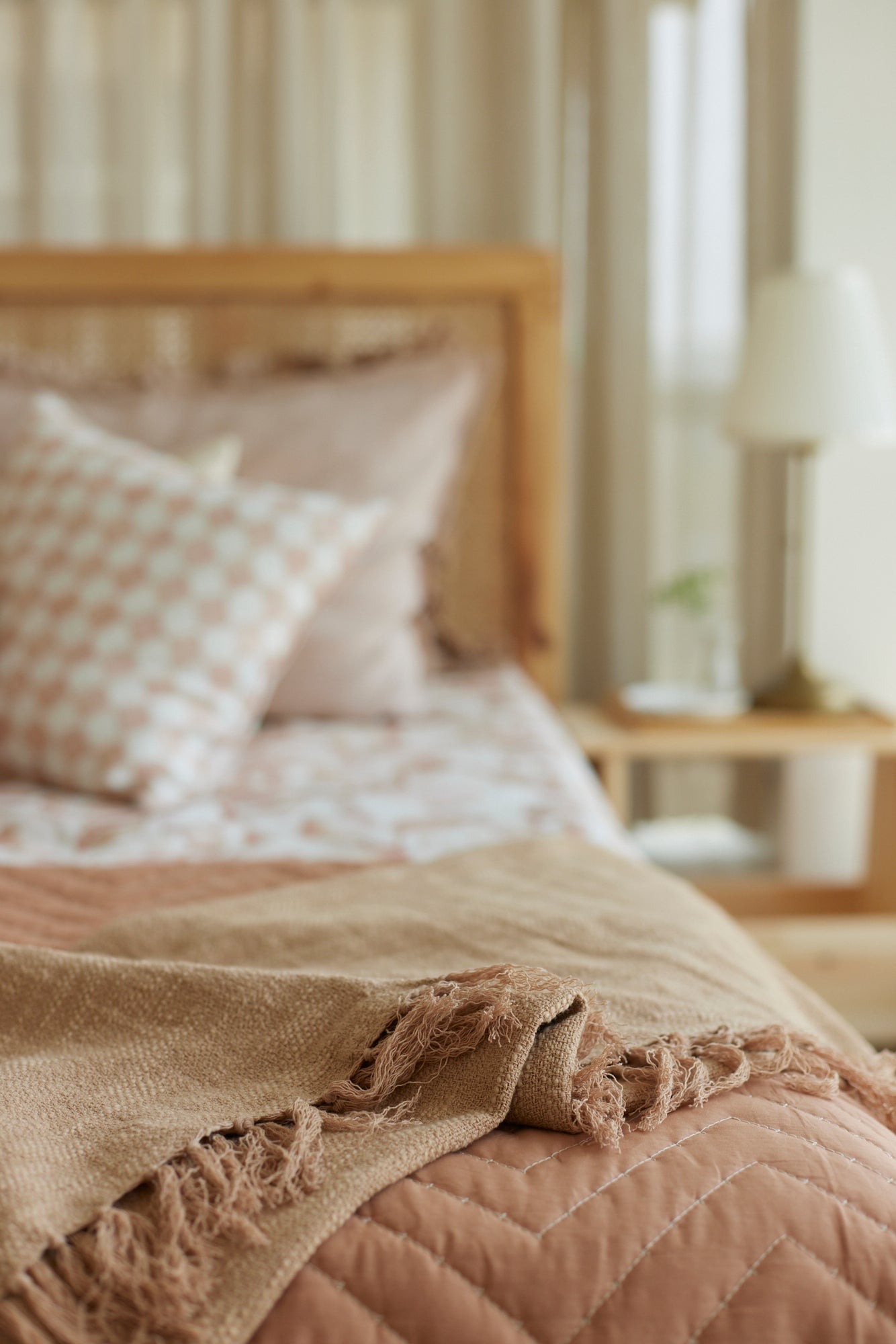 Chevron Blush Quilted Cotton Bedding Set