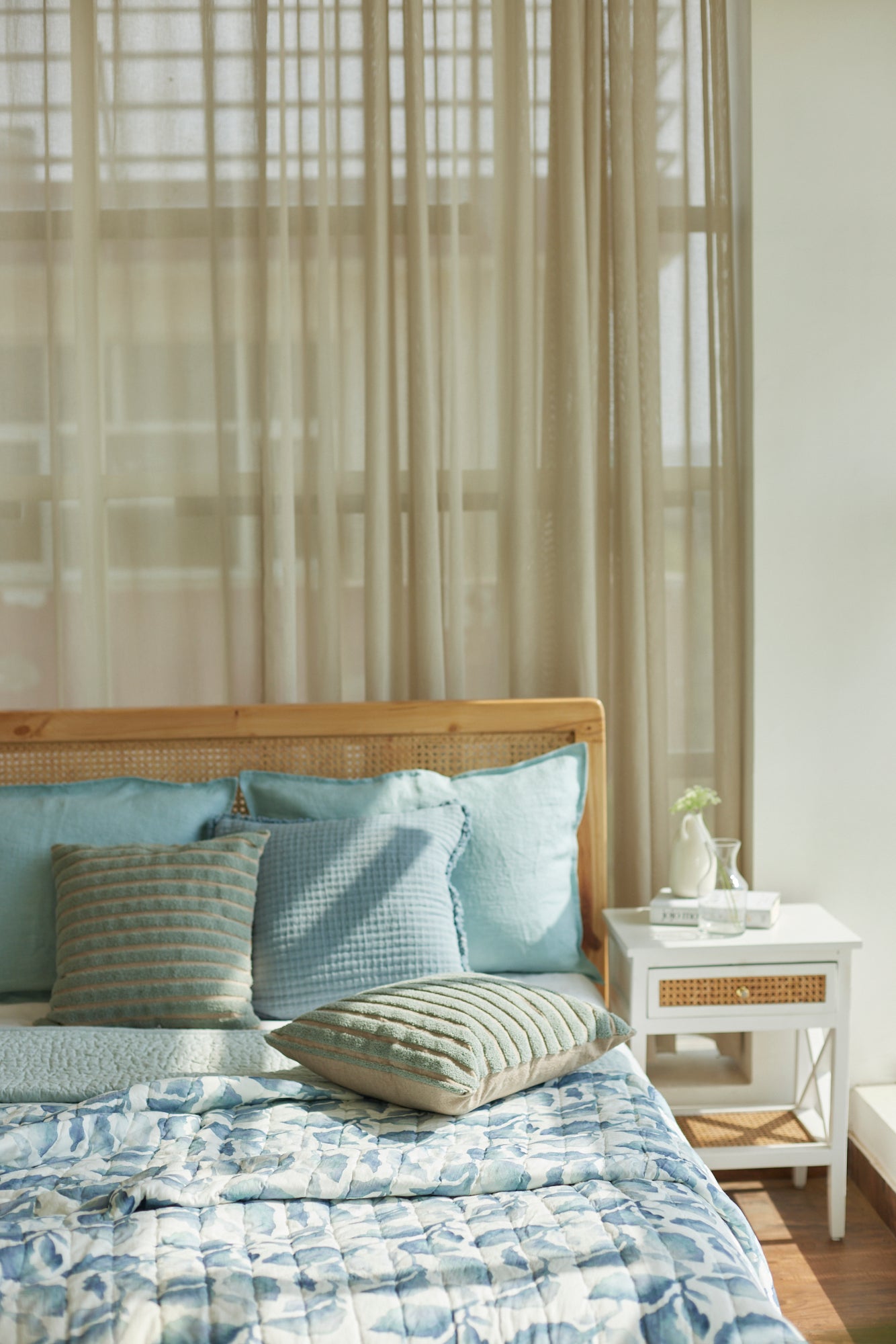 Speckle Blue Kantha Cotton Quilt