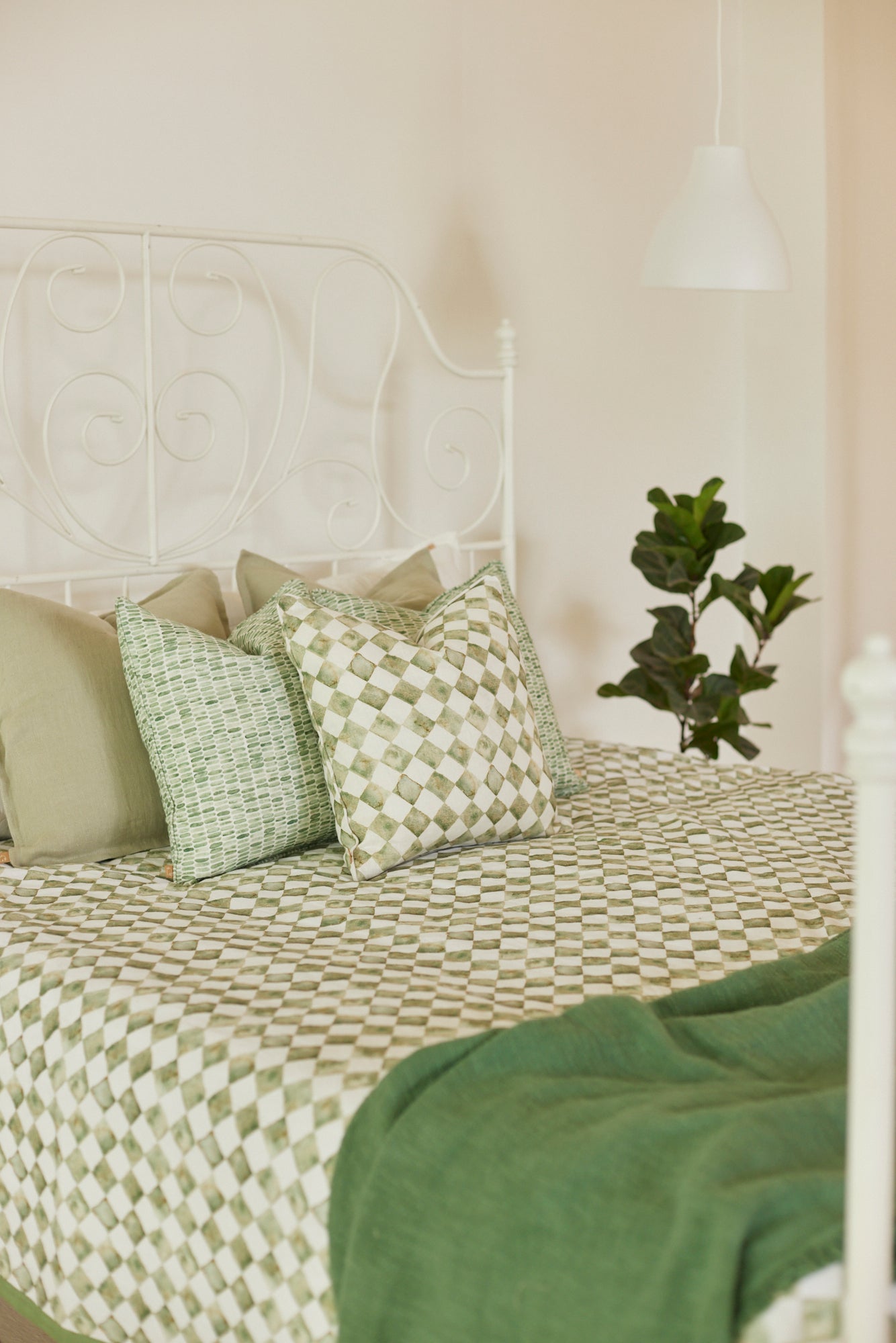 Checker Mosaic Green Cotton Dohar