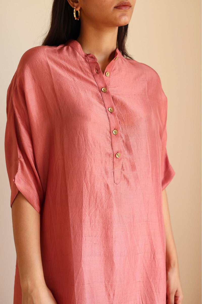 Luna Silk Coral Kurta