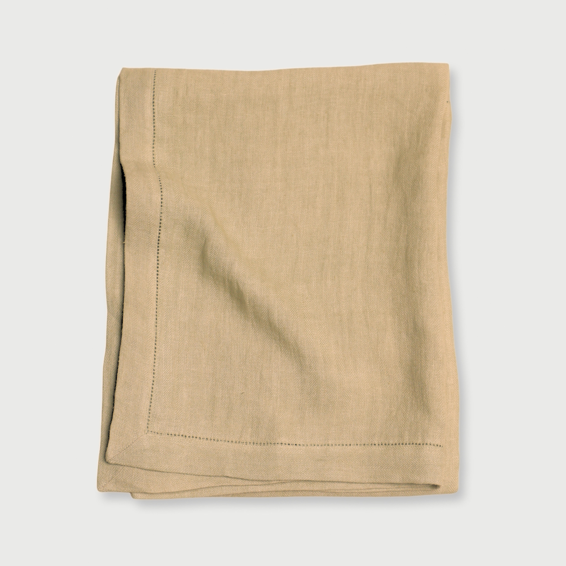 Sand Herringbone Linen Table Cover