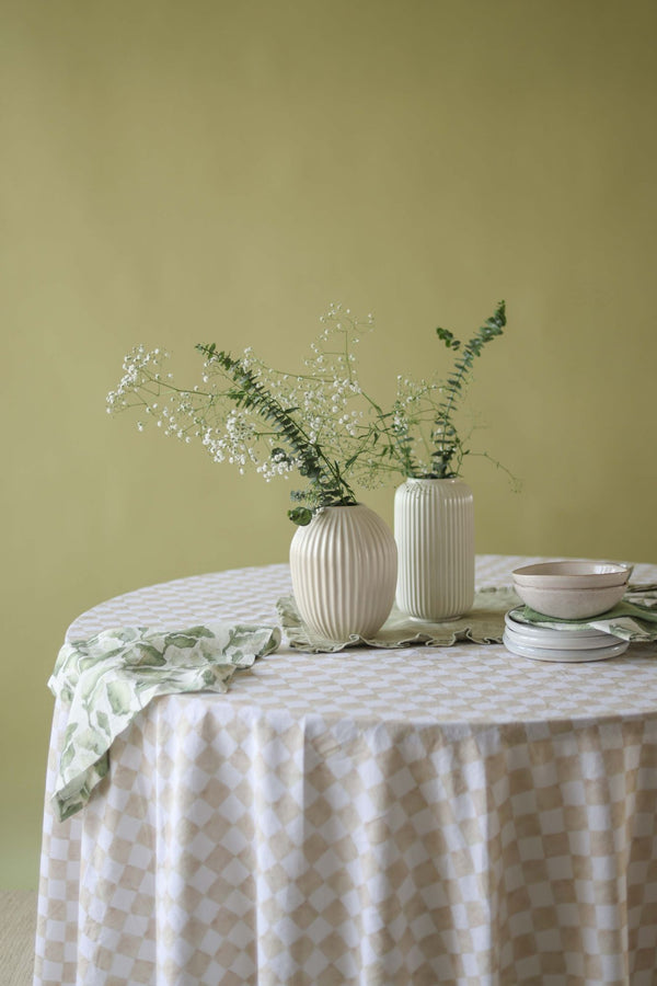 Printed Linen Round  Table cover