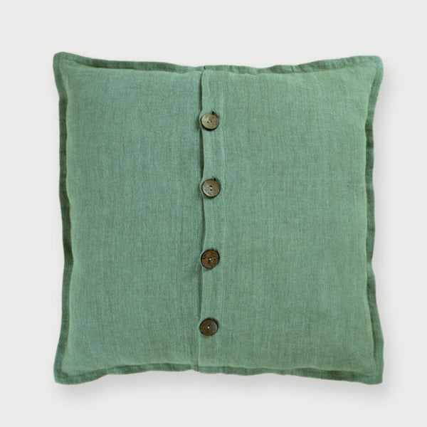 Linen Herringbone Eucalyptus Linen  Cushion Cover