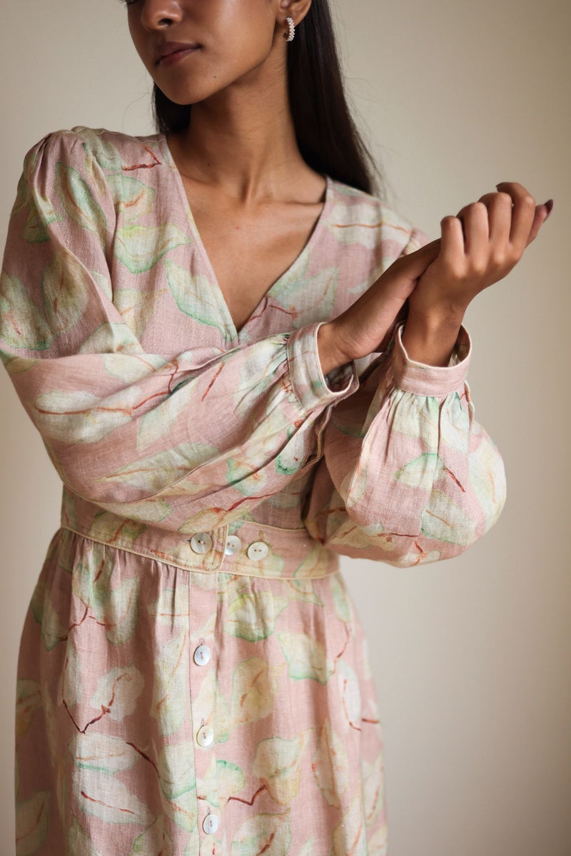 Elina Linen Blush Dress