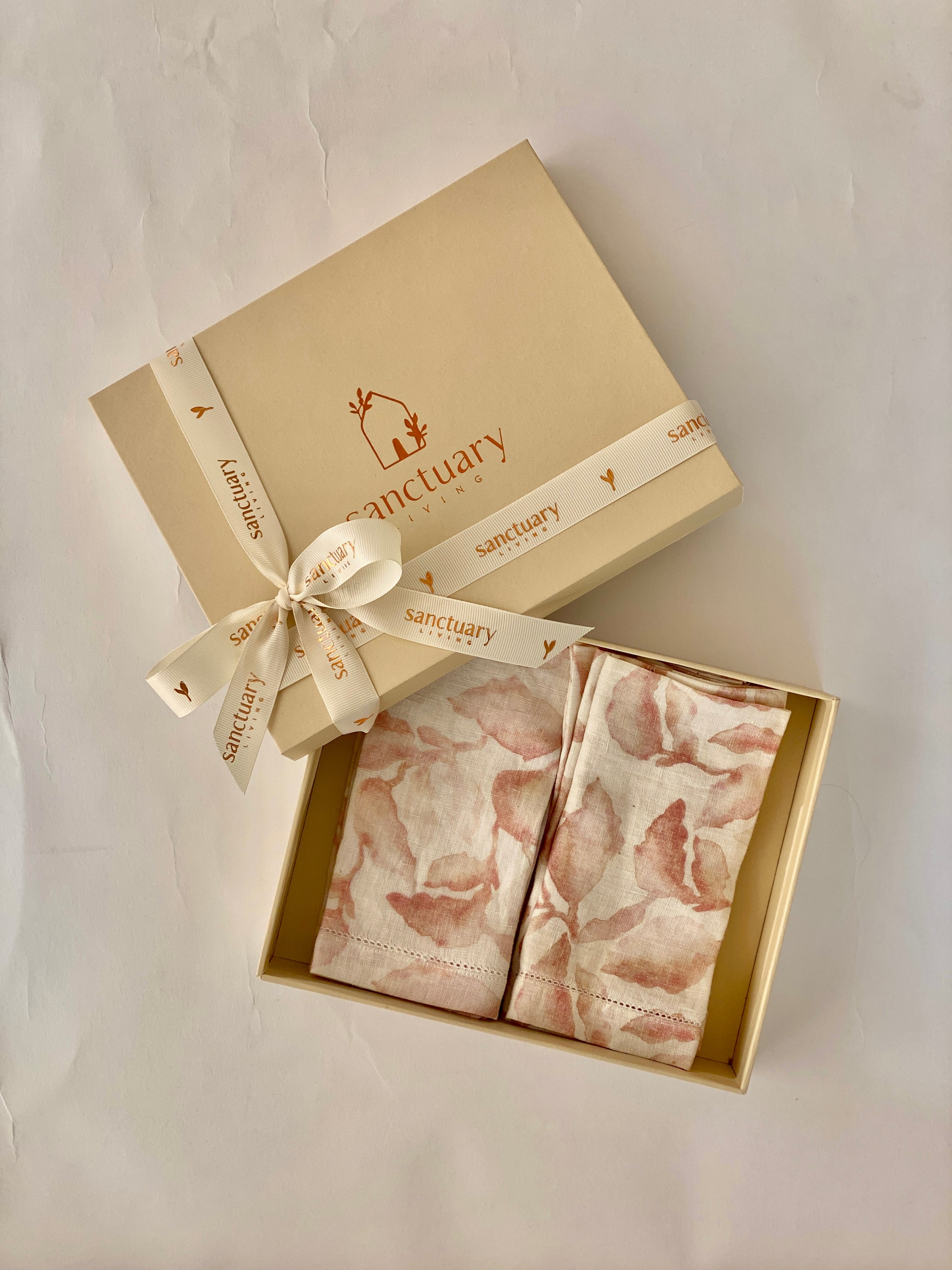 Linen Cascade Blush Napkins Gift Set (Set of 3)