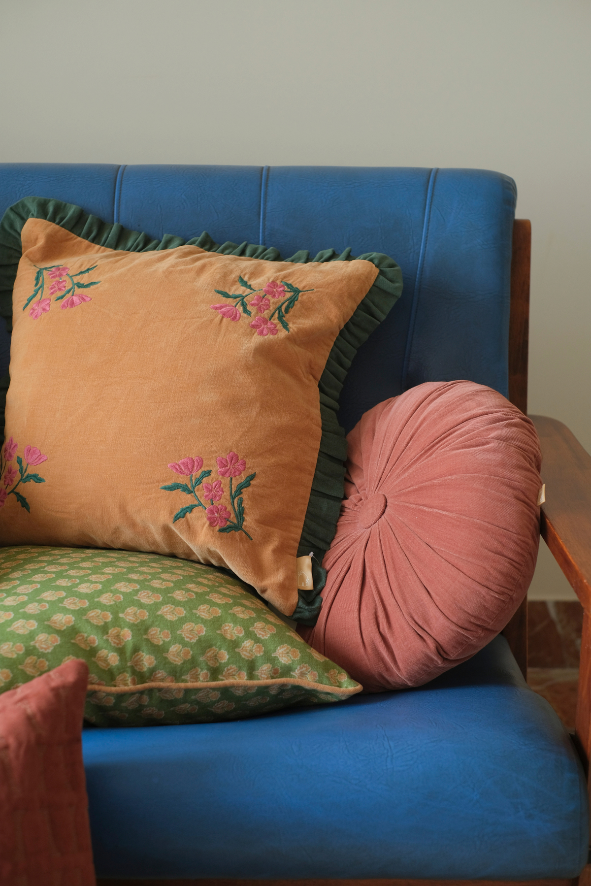 Sienna Amber Embroidered Velvet Cushion Cover