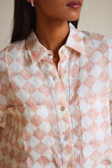 Holly Checker Linen Blush Shirt