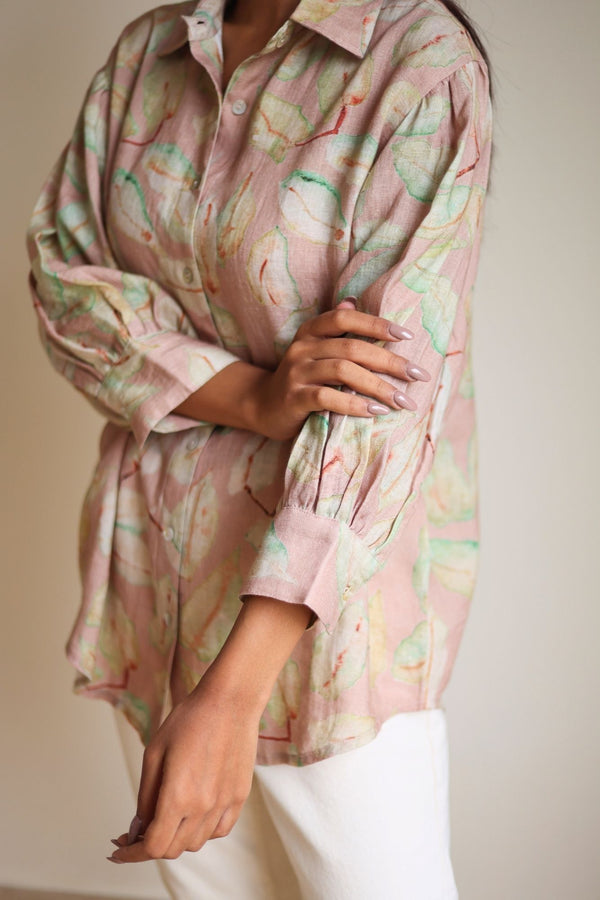 June Grove Linen Blush Shirt