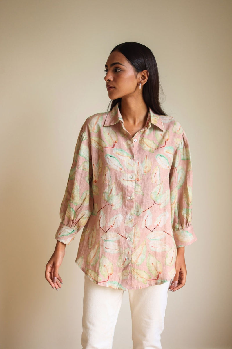 June Grove Linen Blush Shirt