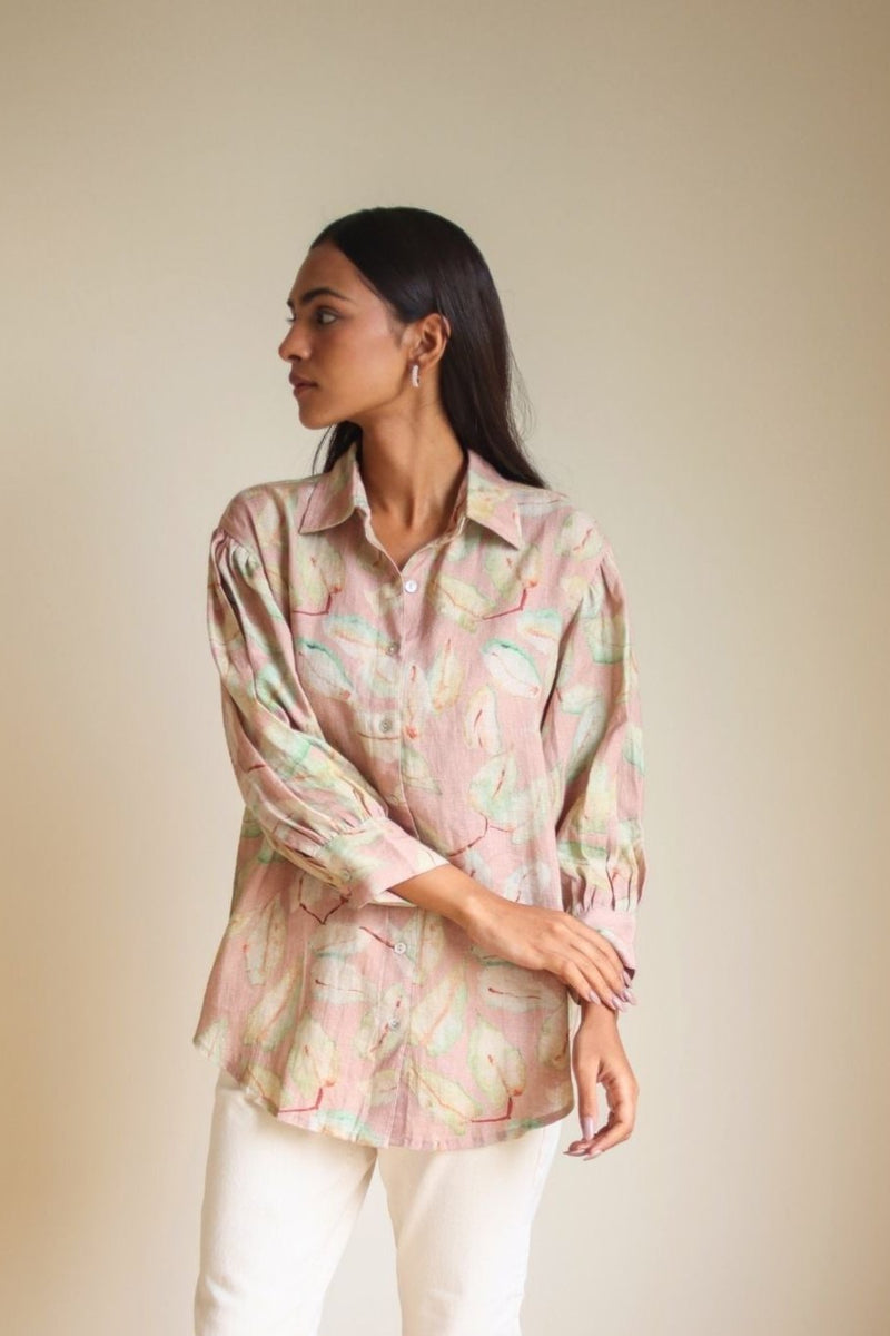 June Grove Linen Blush Shirt