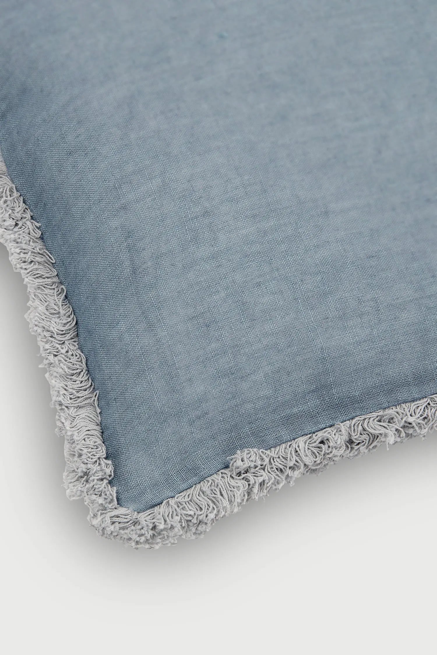 Fringe Azure Oblong Linen Cushion Cover SanctuaryLiving