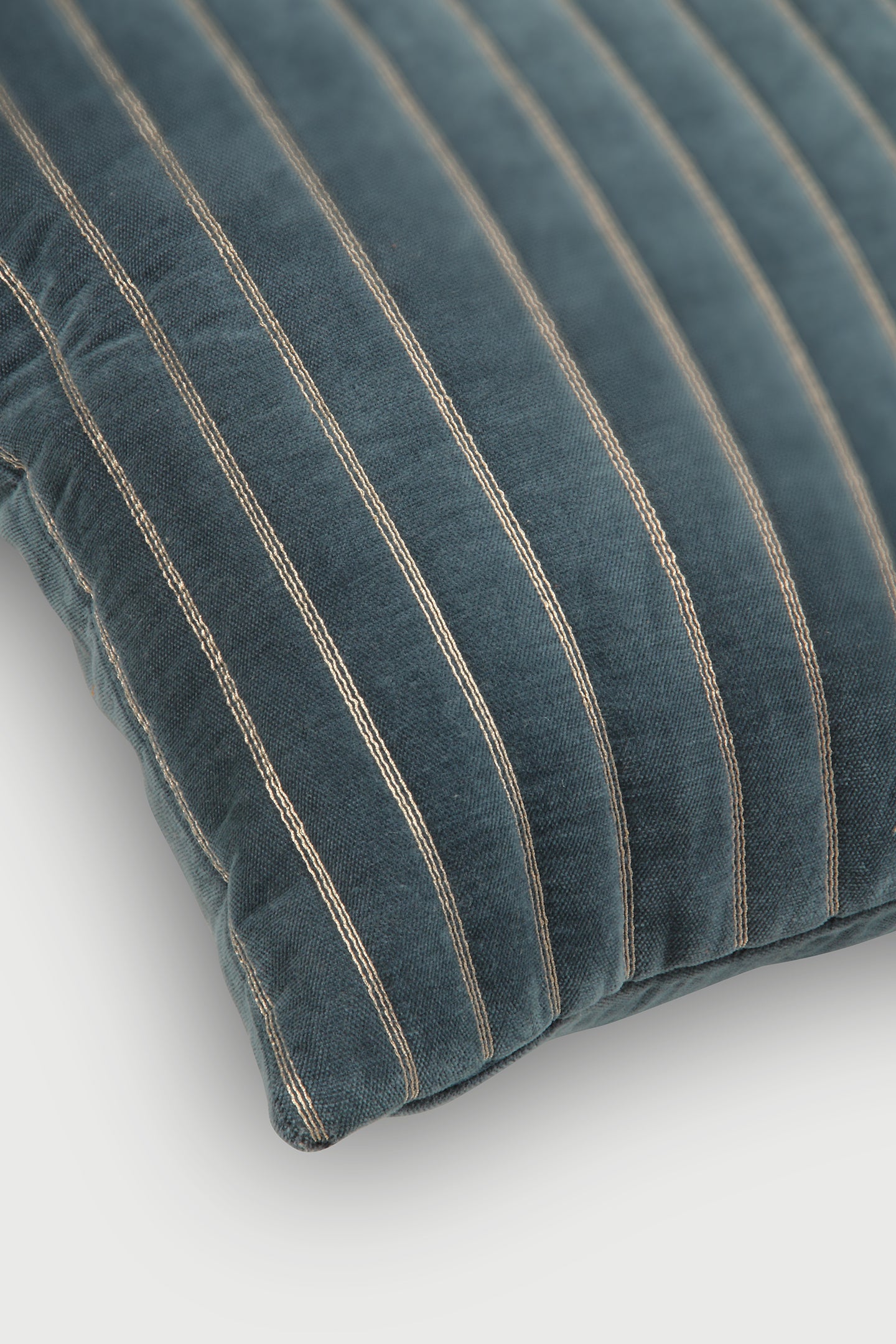 Eden Striped Azure Velvet Cushion Cover
