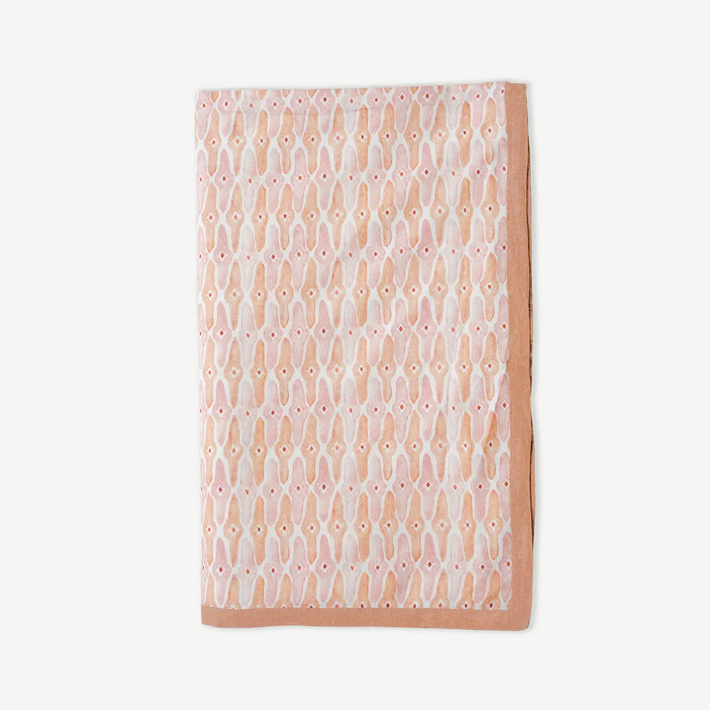 Mosaic Blush Linen Cotton Bedspread