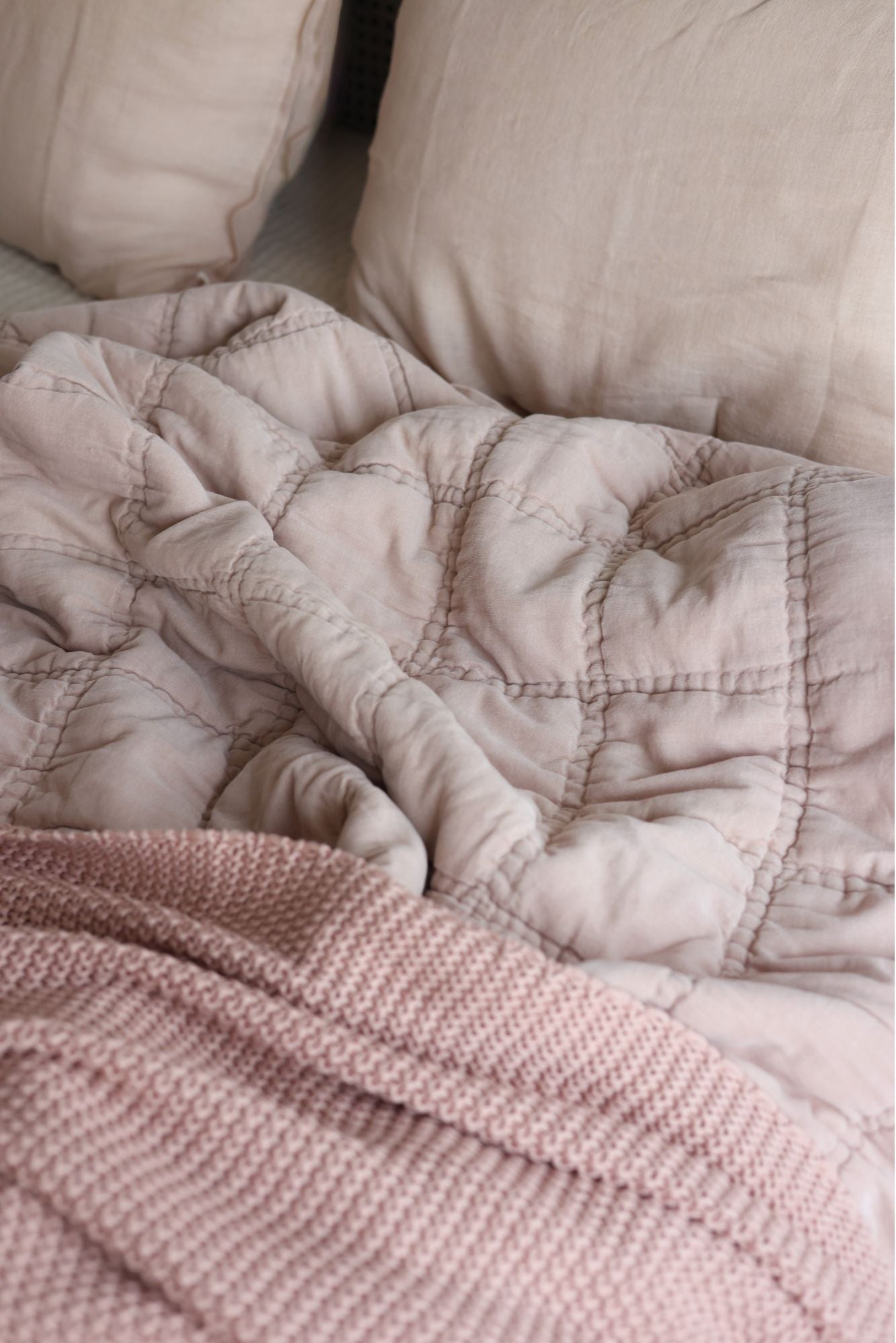 Soft Pink Linen Pillow Cover