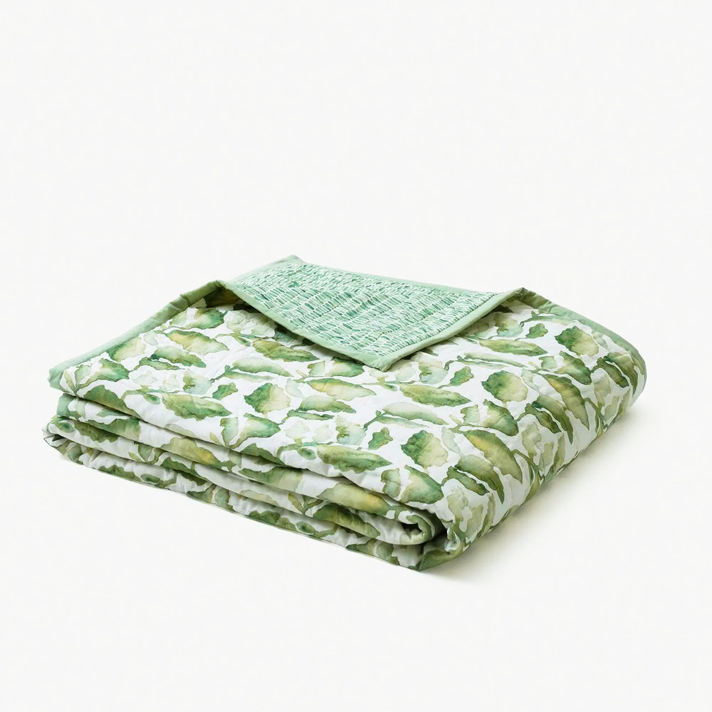 Speckle Green Kantha Cotton Quilt
