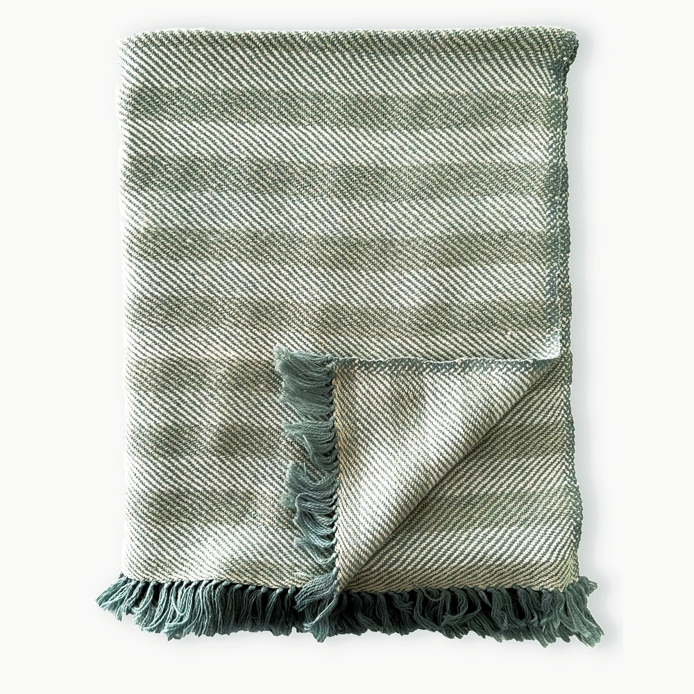 Striped Duck Egg Merino Wool Throw