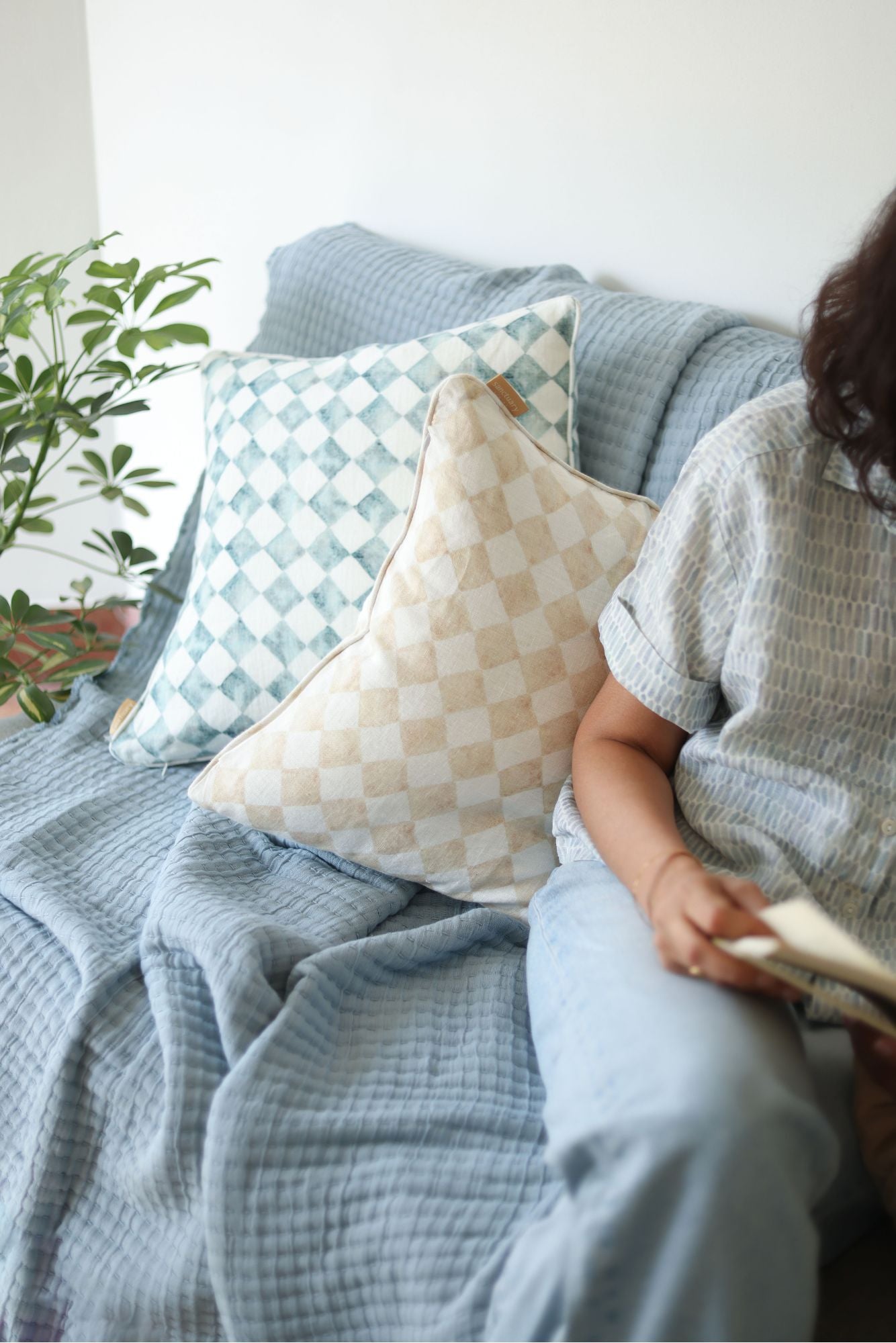 Trail Baby Blue Cotton Throw