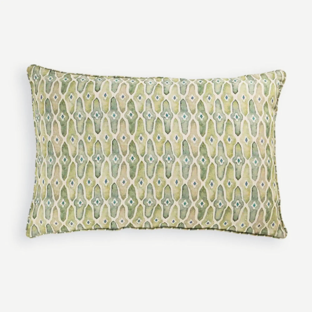 Mosaic Sage Linen Oblong Cushion Cover