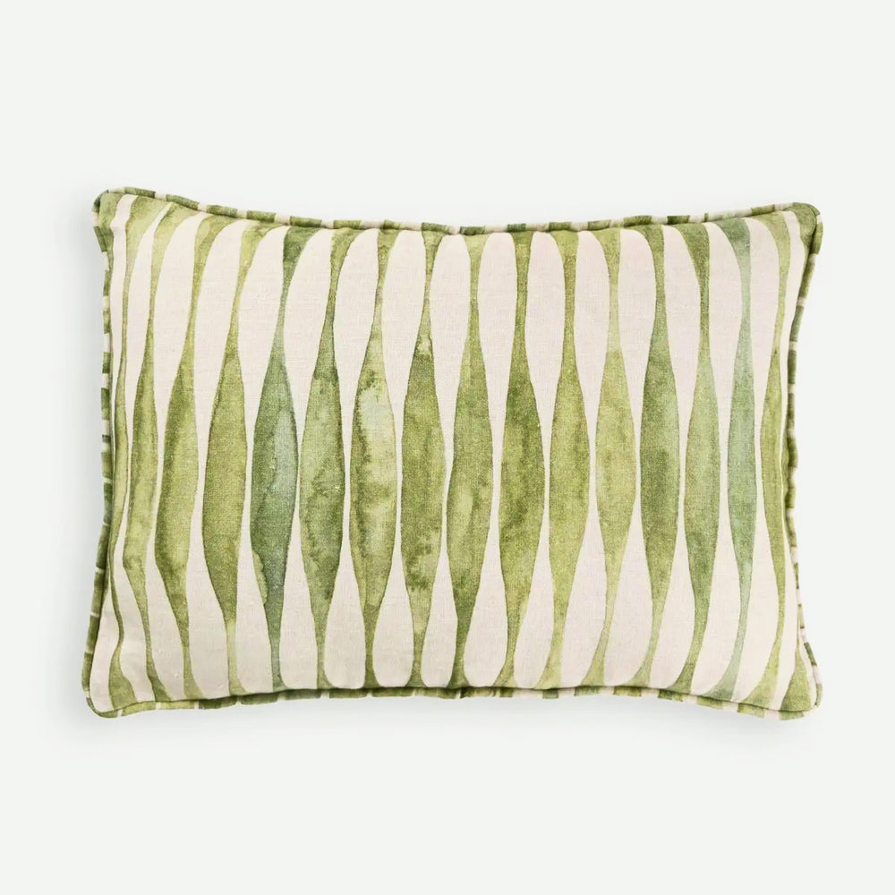 Ripple Sage Linen Oblong Cushion Cover