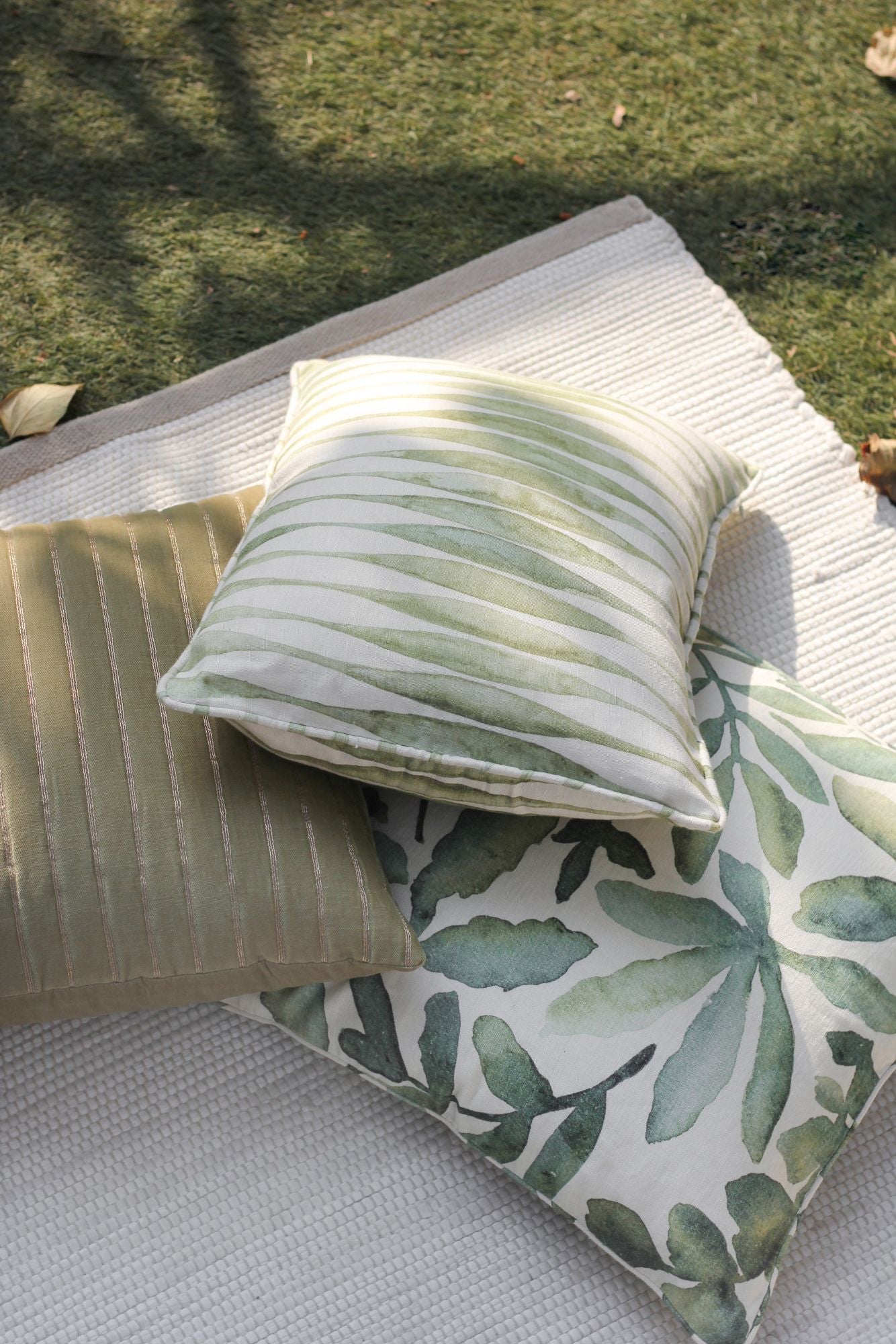 Ripple Sage Linen Oblong Cushion Cover