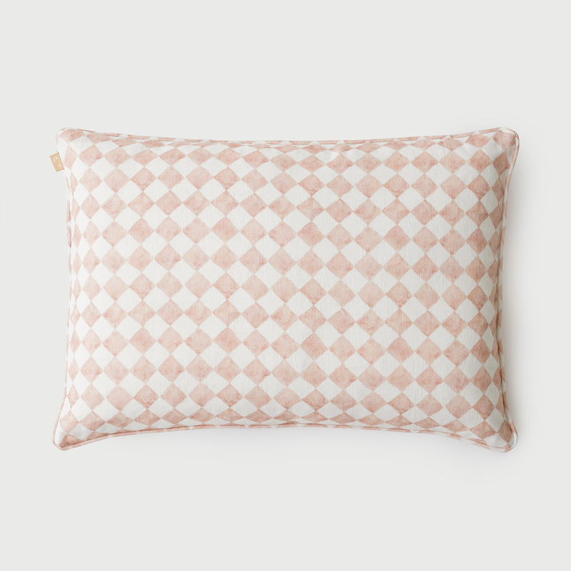 Checker Blush Oblong Cushion Cover