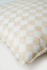 Checker Beige Oblong Cushion Cover