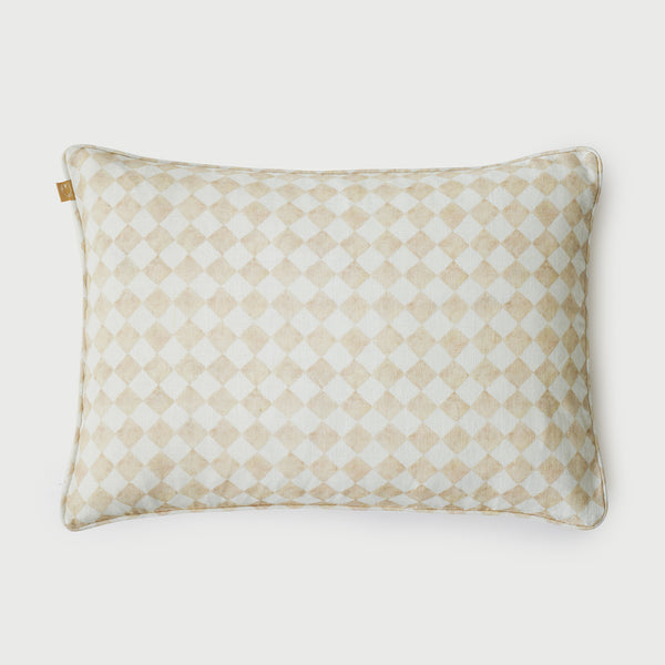 Checker Beige Oblong Cushion Cover