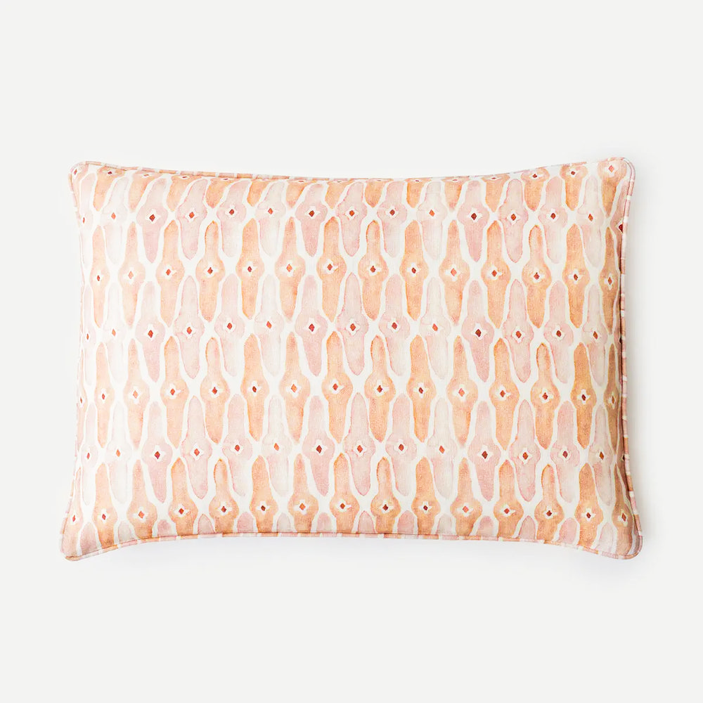 Mosaic Blush Linen Oblong Cushion Cover