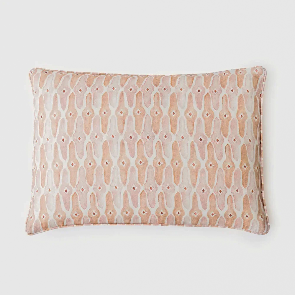 Mosaic Blush Linen Oblong Cushion Cover