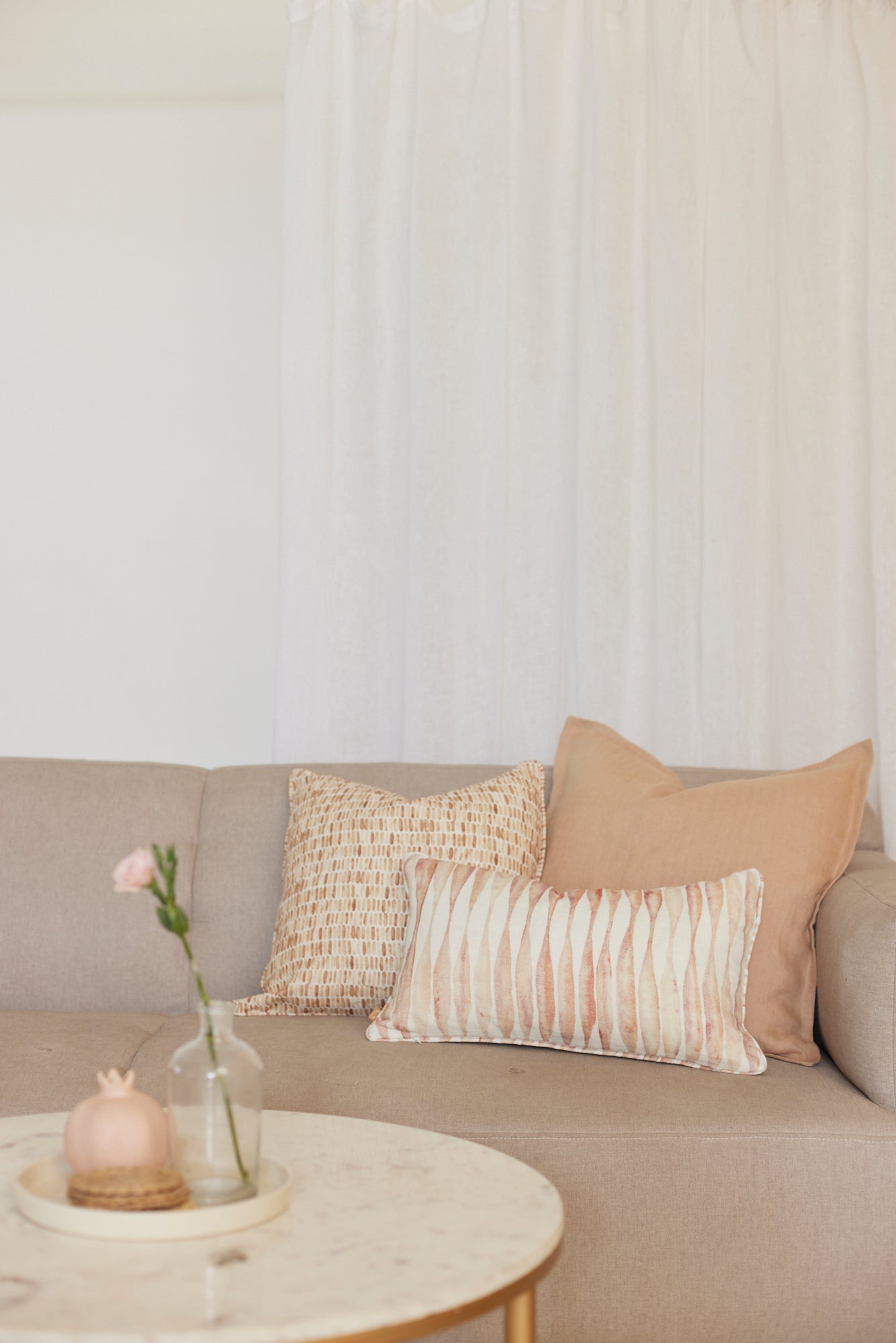 Ripple Blush Oblong Linen Cushion Cover
