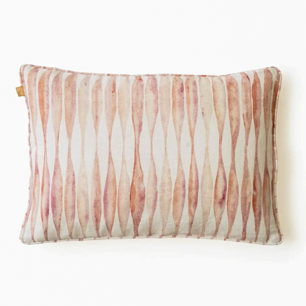 Ripple Blush Linen Oblong  Cushion Cover