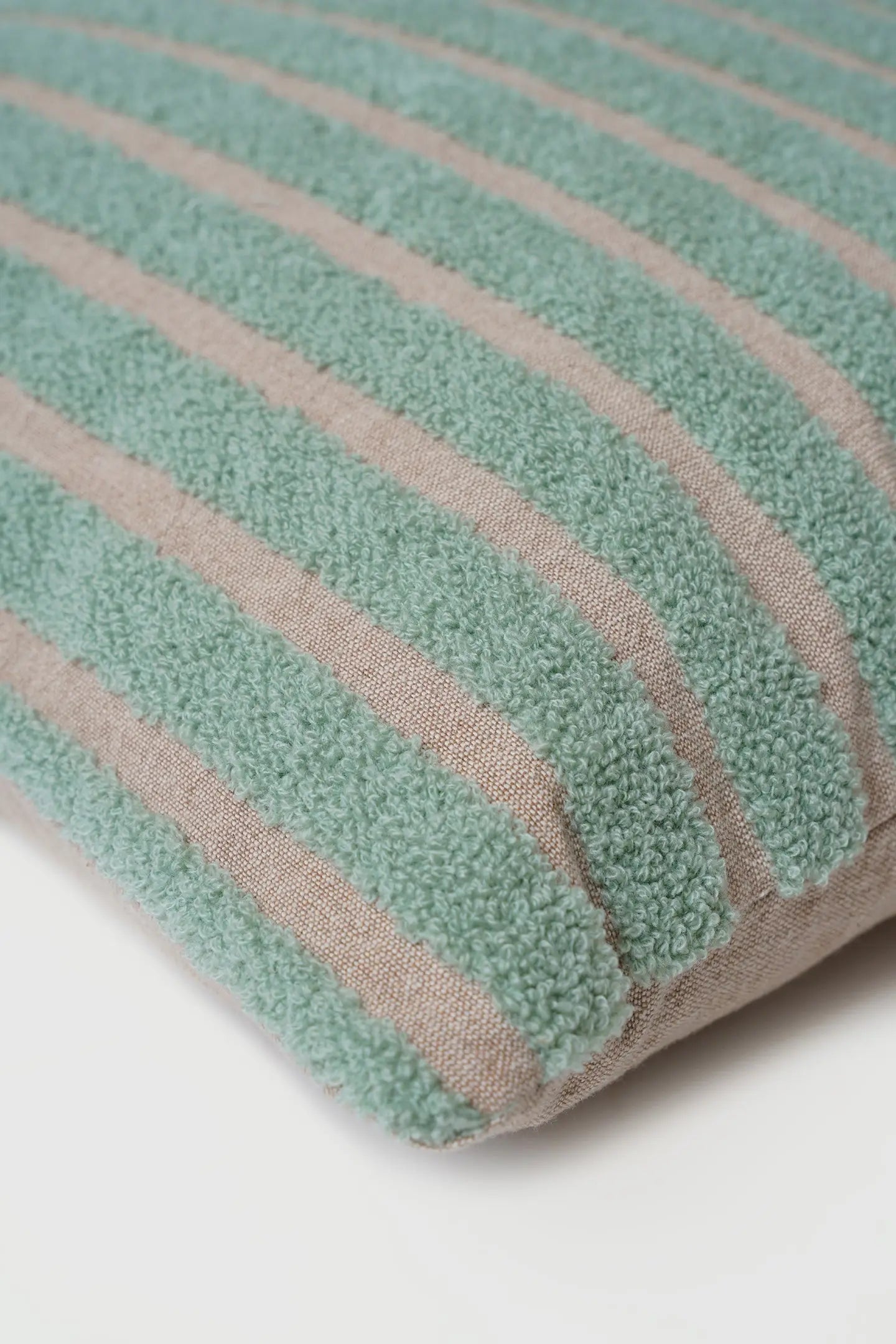 Striped Green Chambray Cotton Cushion Cover SanctuaryLiving