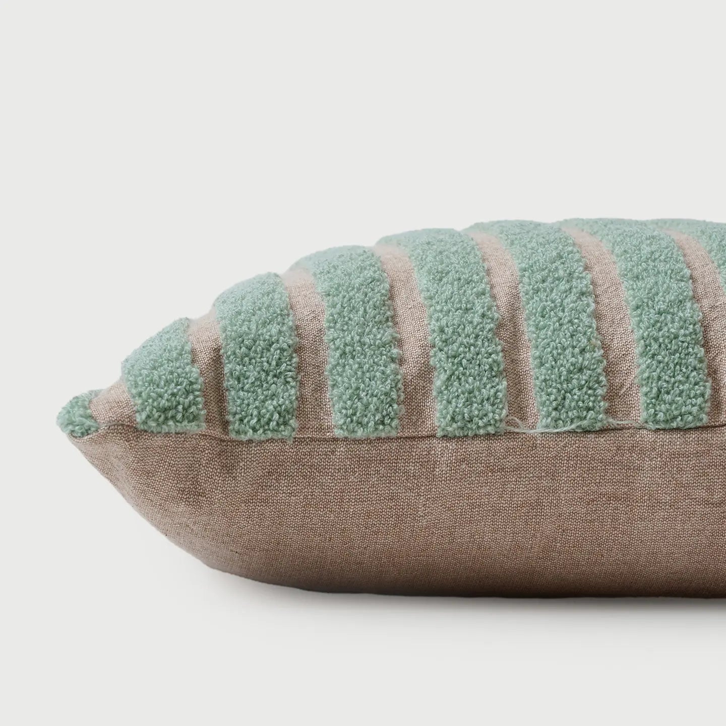 Striped Green Chambray Cotton Cushion Cover SanctuaryLiving