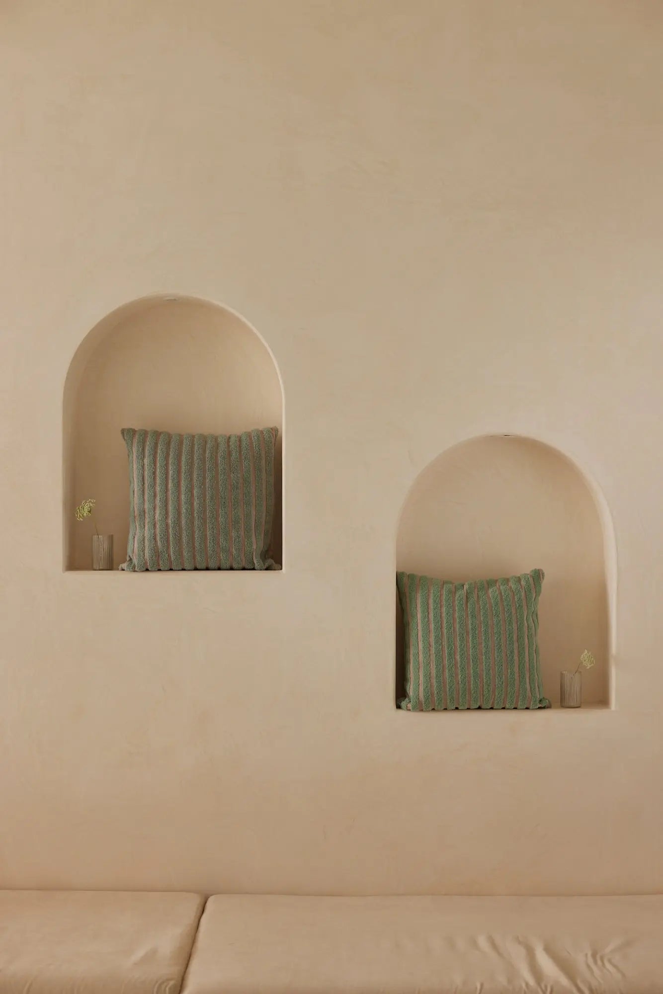 Striped Green Chambray Cotton Cushion Cover SanctuaryLiving