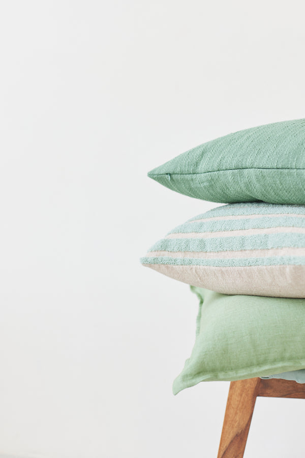 Striped Green Oblong Cushion Cover
